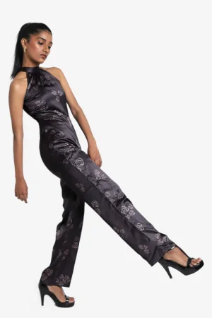 Roulette Rose Halter Jumpsuit